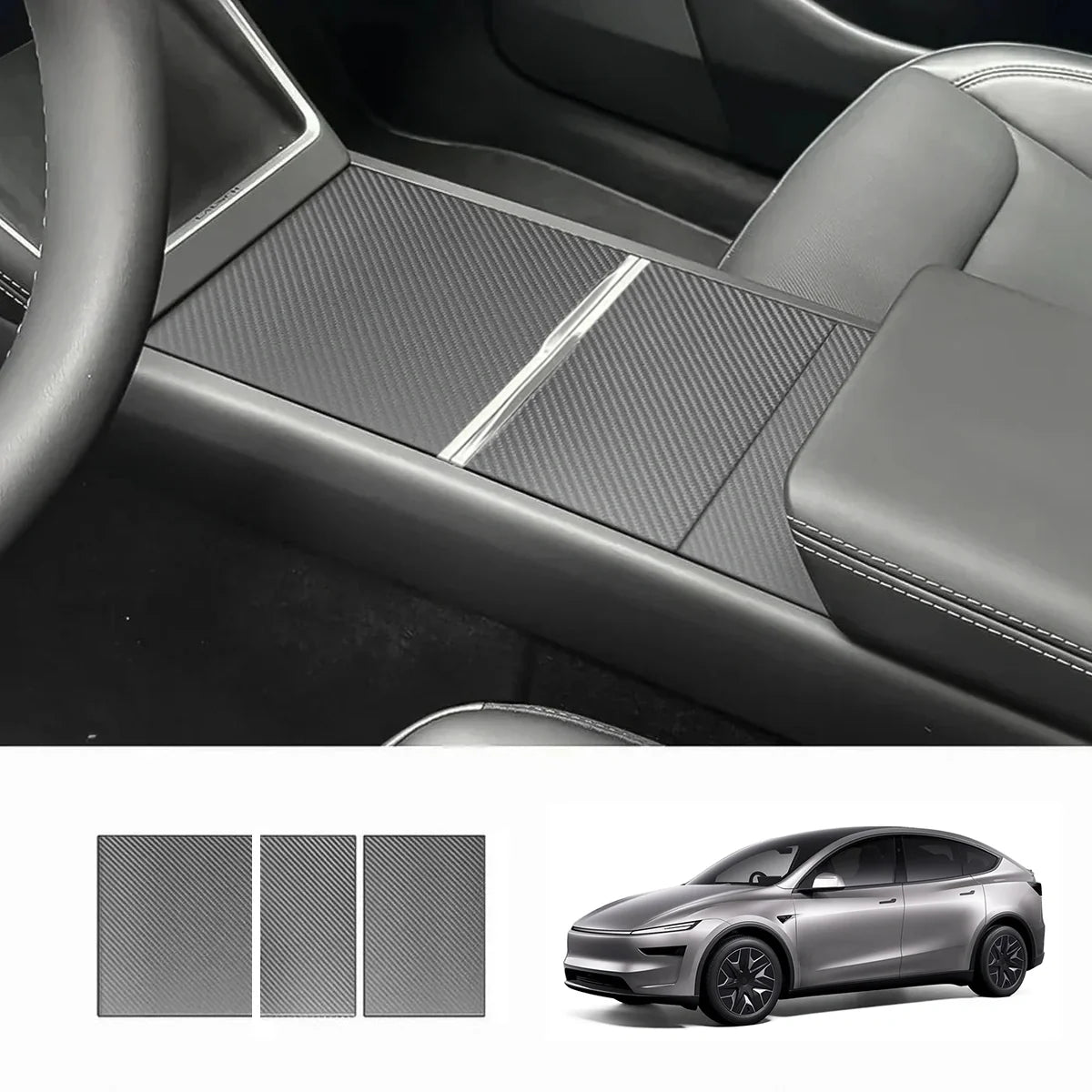 [Real Carbon Fiber] Center Console Panel Cover for Tesla Model YL 2026+