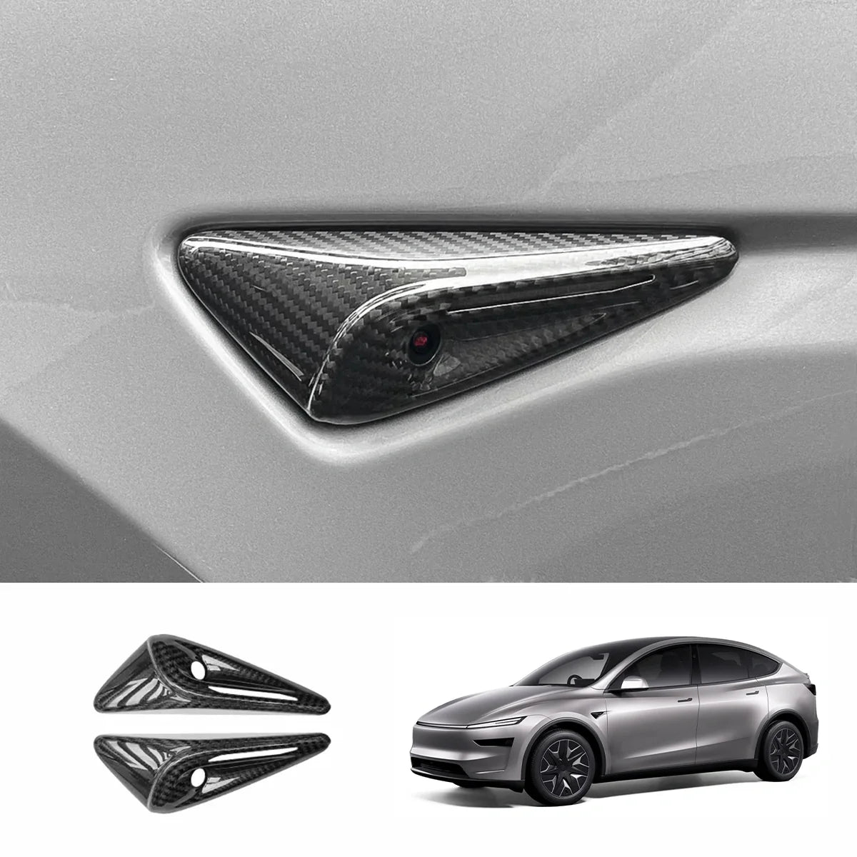 [Real Carbon Fiber] Turn Signal Camera Overlay Covers For Tesla Model Y L 2026+ (2 Pcs)