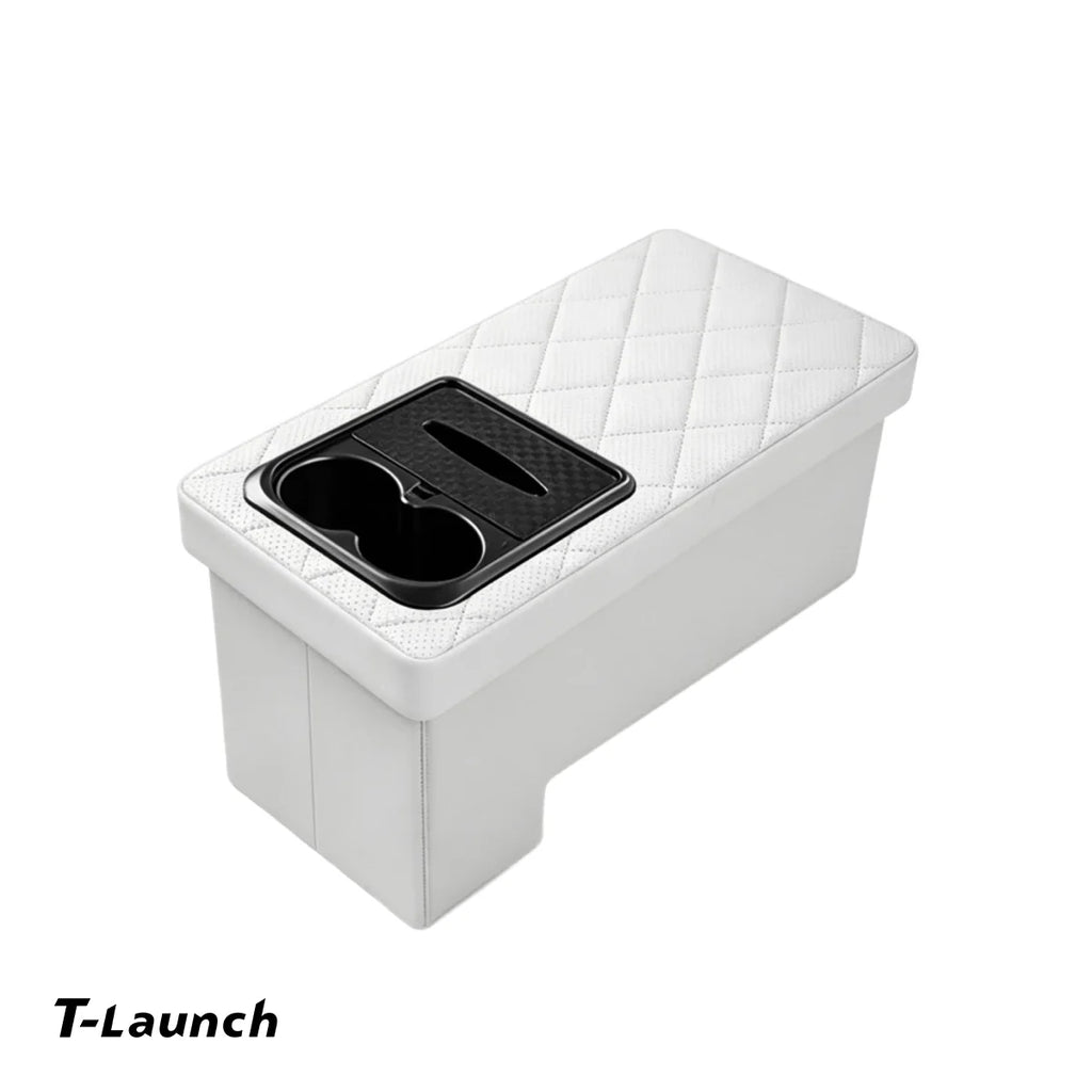 Foldable Rear Seat Storage Box with Cup Holders for Tesla Model Y L 2026+