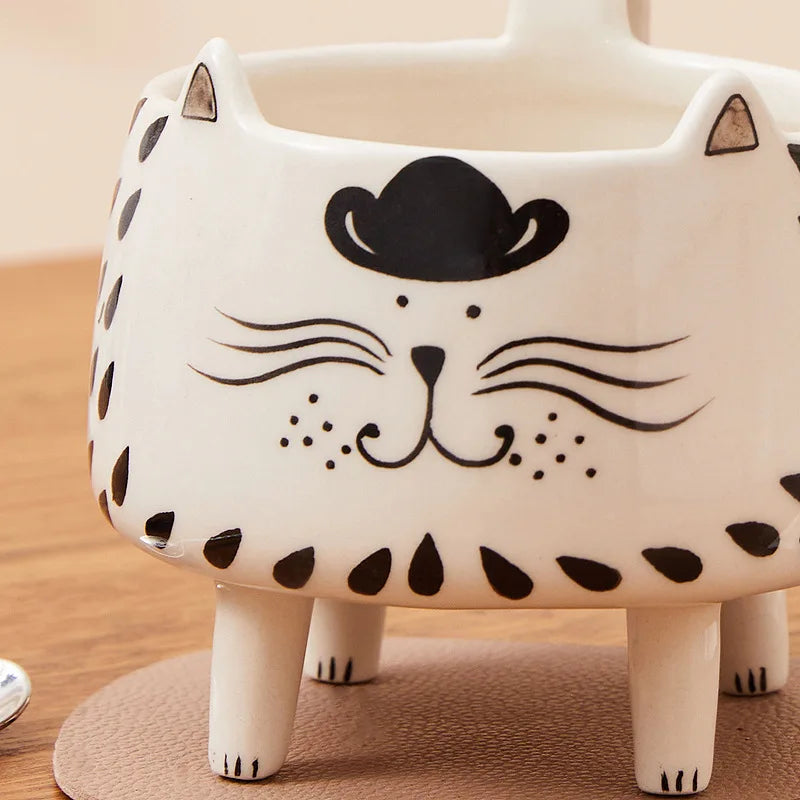 Happy Cat Long Legs Ceramic Mug