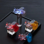 Wind-Powered LED Mini Airplane Car Decor