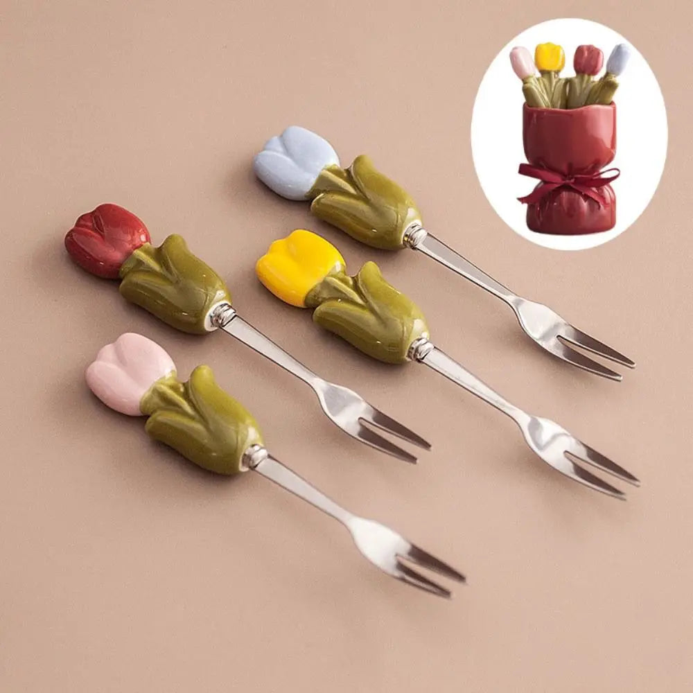 Tulip Bloom Dessert Fork Set