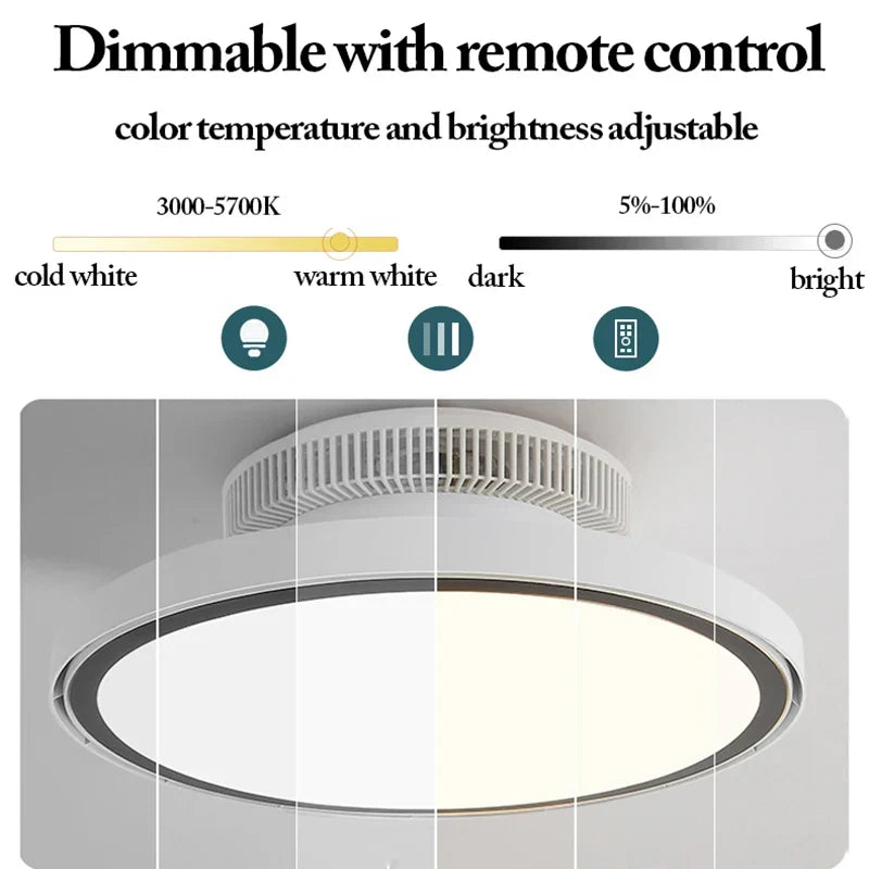 Modern Full Spectrum Invisible Blade LED Ceiling Fan Lamp