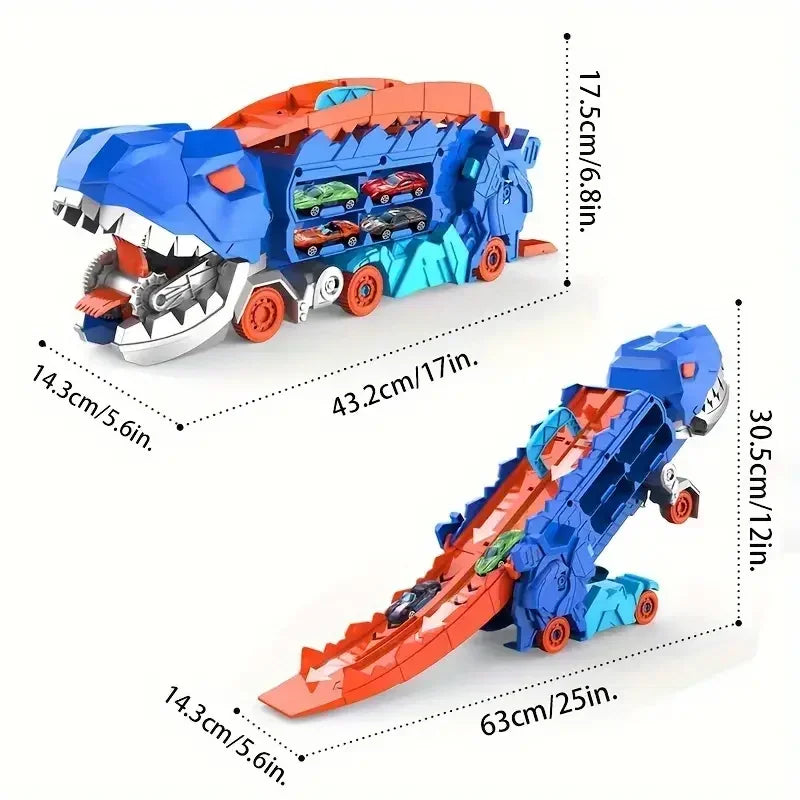 Dinosaur Truck with Foldable Sliding Race Track