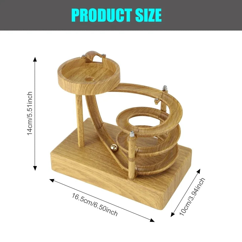 Wooden Perpetual Spiral Motion Kinetic Ball Roller Science Toy