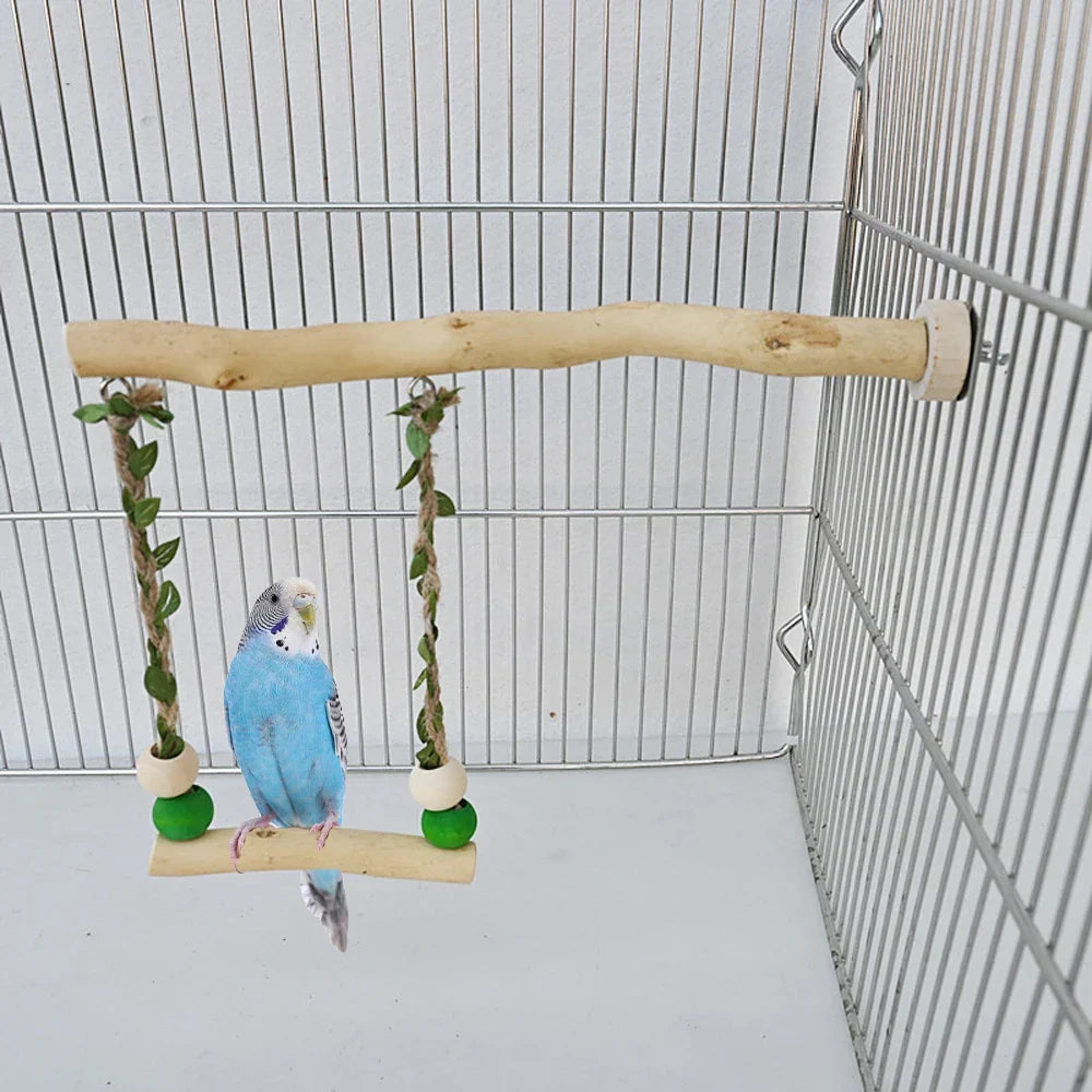 Natural Wood Hanging Bird Swing