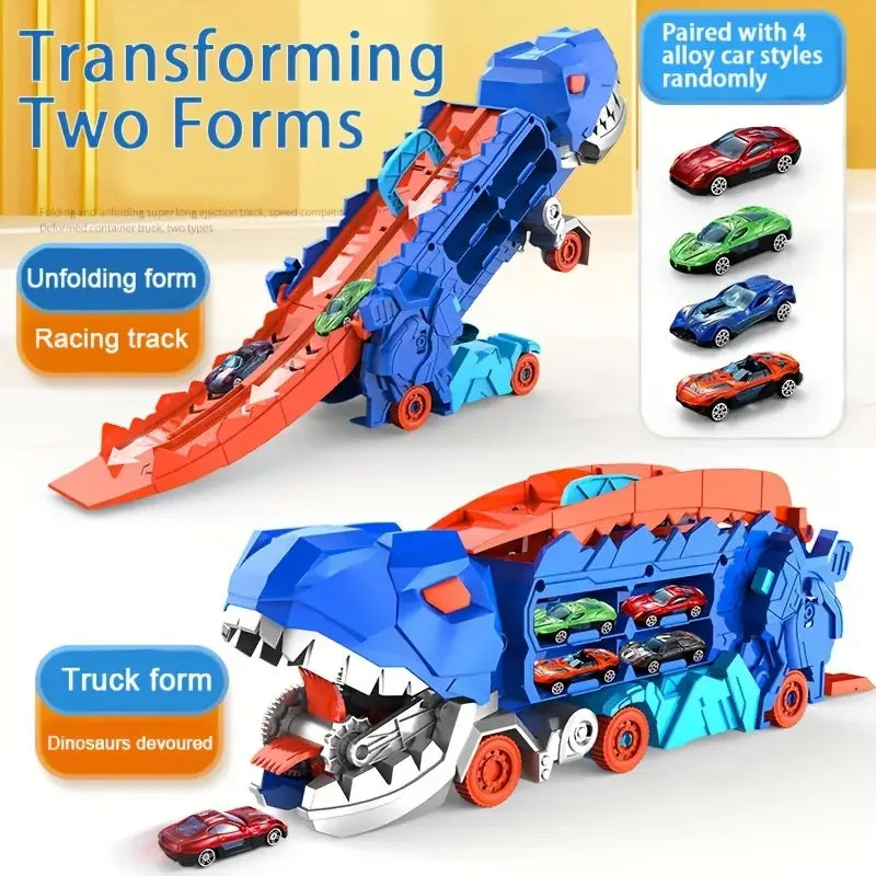 Dinosaur Truck with Foldable Sliding Race Track