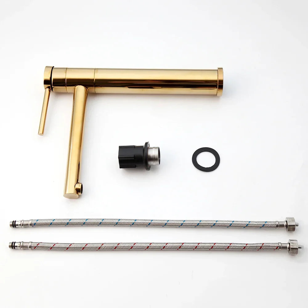 Golden Plated Vessel Stream Brass Elegant Faucet