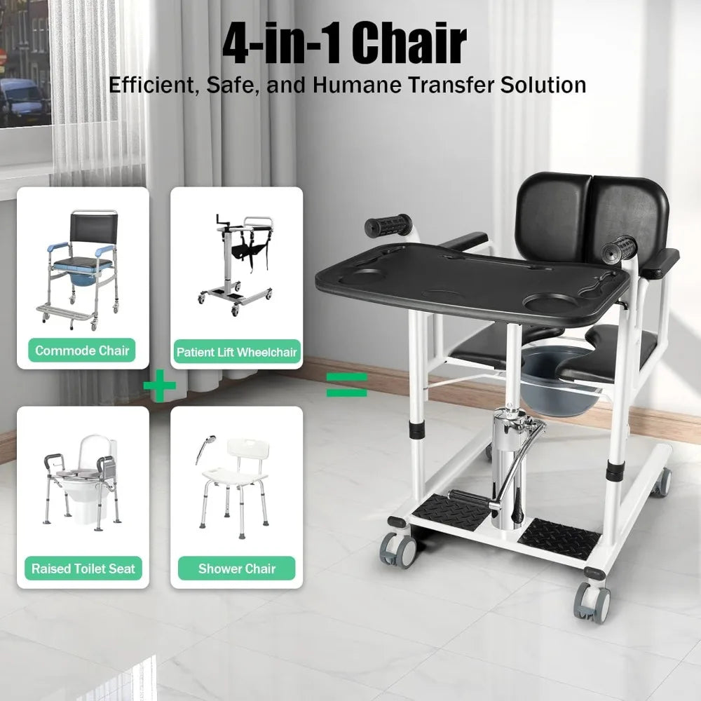 4-in-1 Shower & Transport Hydraulic Patient Lift Nursing Chair