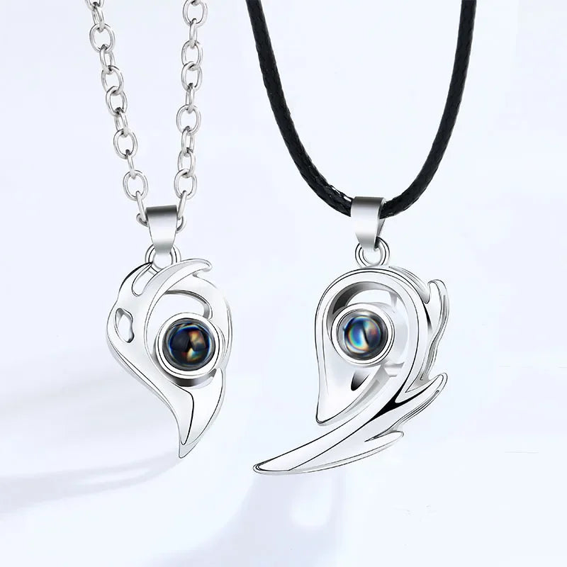 I Love You Magnetic Projection Couple Necklace Set