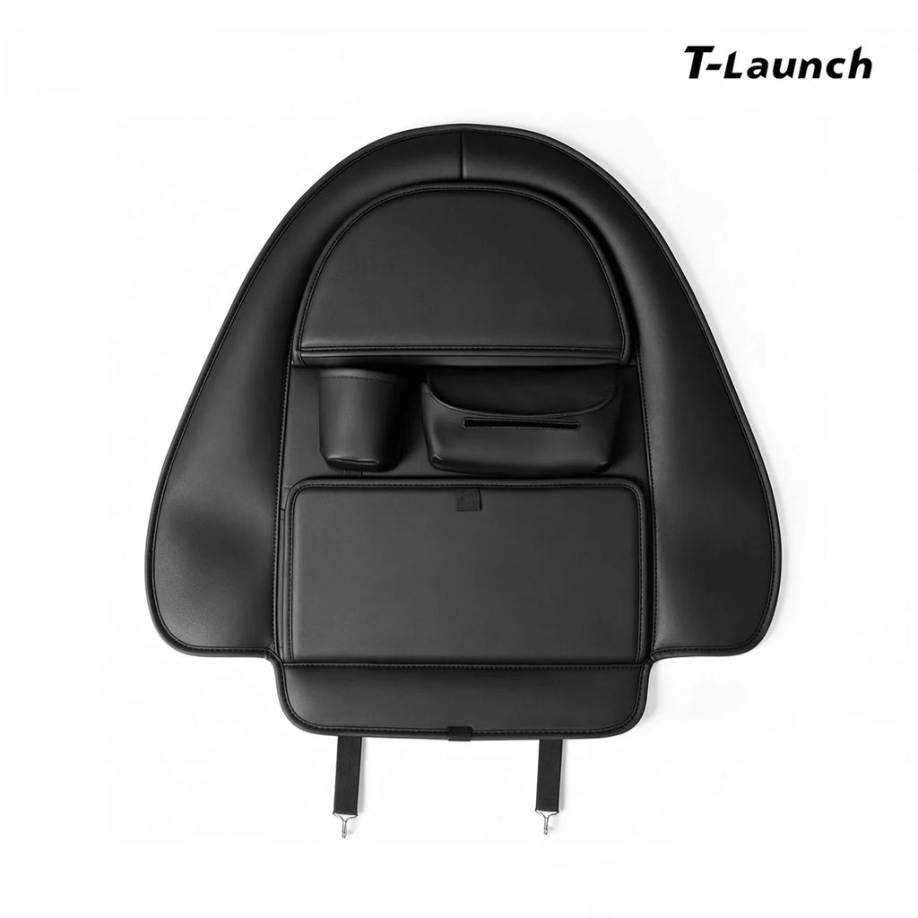 Nappa Leather Seat Back Kick Protector & Multi-Function Organizer for Tesla Model 3/Y 2017+