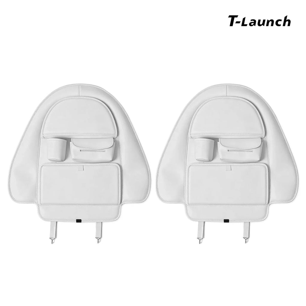 Nappa Leather Seat Back Kick Protector & Multi-Function Organizer for Tesla Model 3/Y 2017+