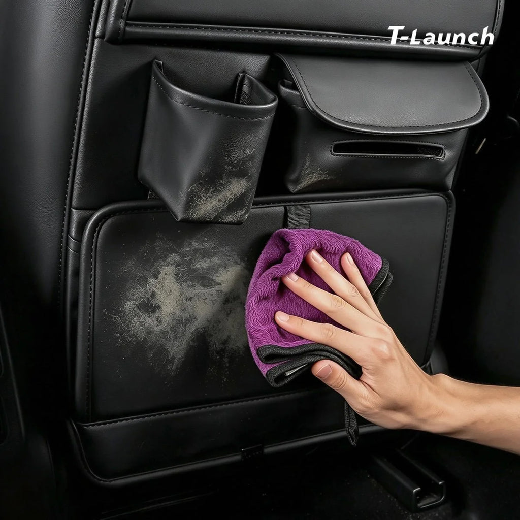 Nappa Leather Seat Back Kick Protector & Multi-Function Organizer for Tesla Model 3/Y 2017+