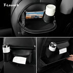 Nappa Leather Seat Back Kick Protector & Multi-Function Organizer for Tesla Model 3/Y 2017+
