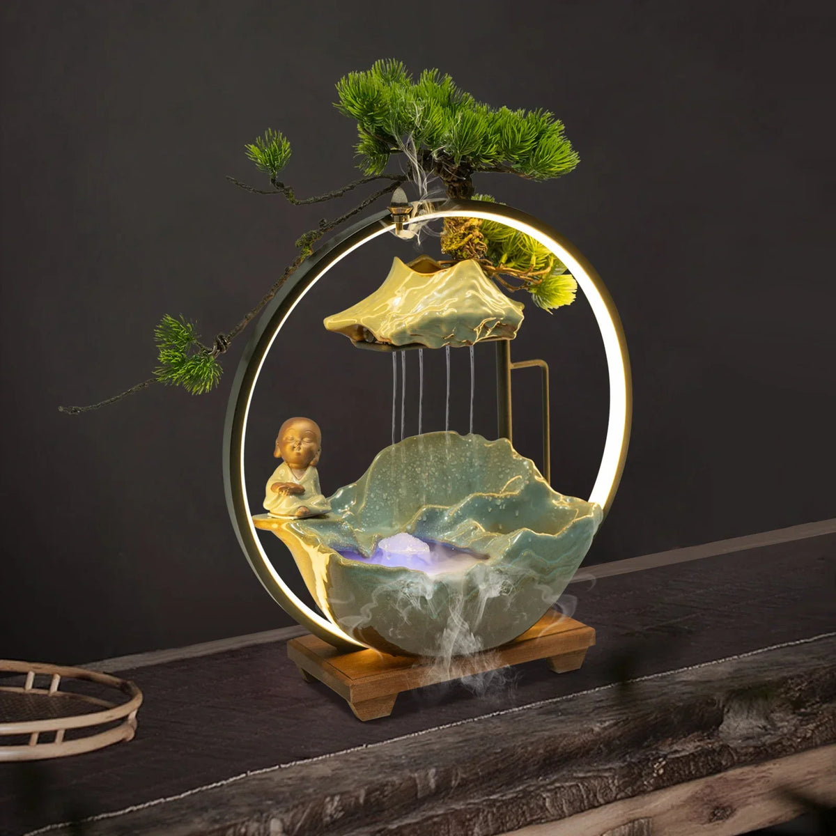 Waterfall Fortune LED Incense Burner Zen Decor