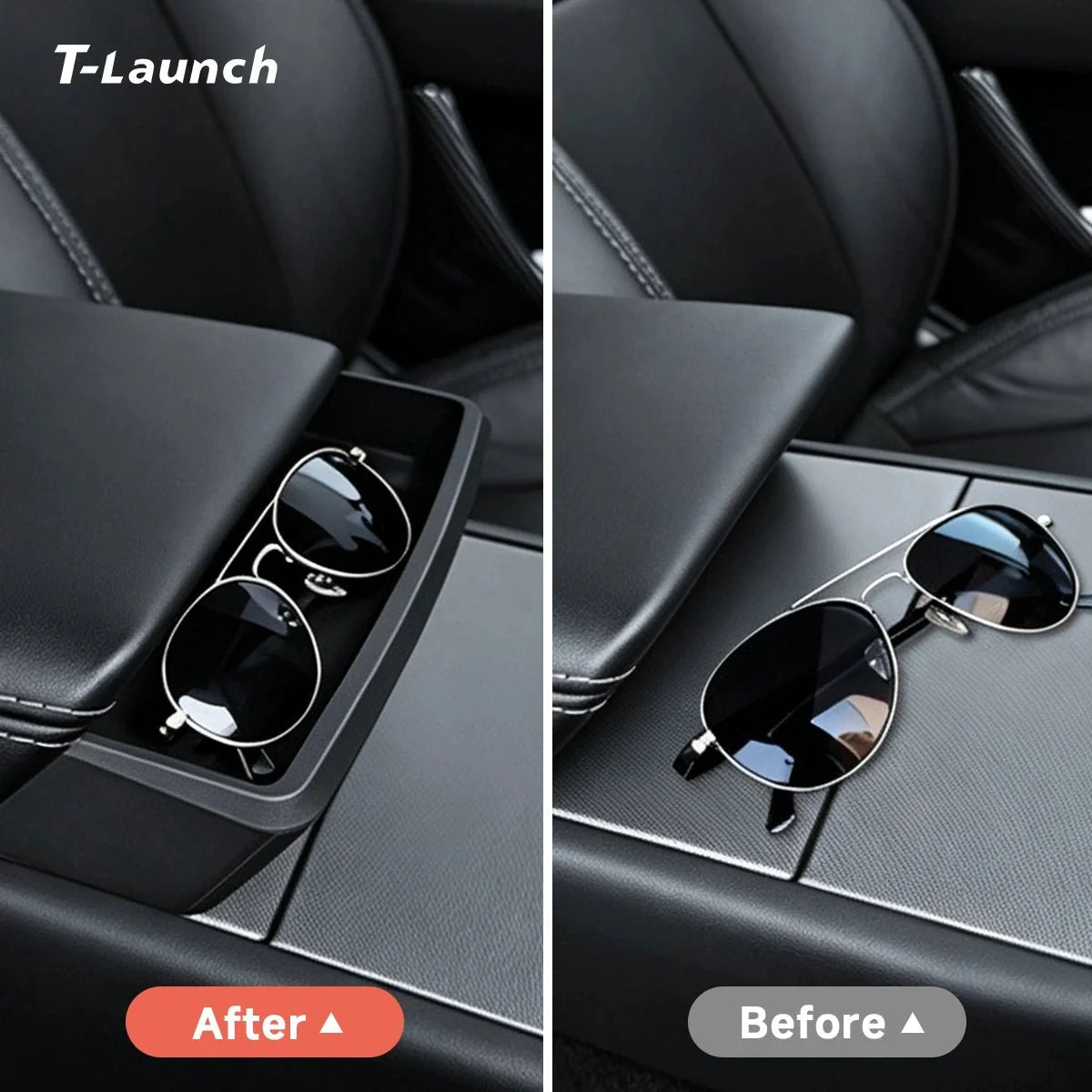 Silicone Armrest Organizer with Sunglasses Storage for Tesla Model Y Juniper 2025+/Model 3 Highland 2024+/Model Y L 2026+