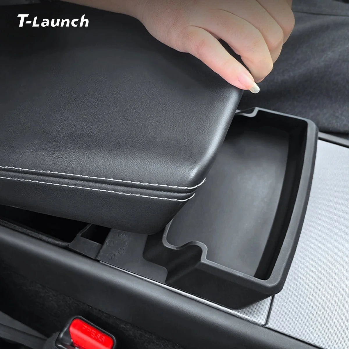 Silicone Armrest Organizer with Sunglasses Storage for Tesla Model Y Juniper 2025+/Model 3 Highland 2024+/Model Y L 2026+