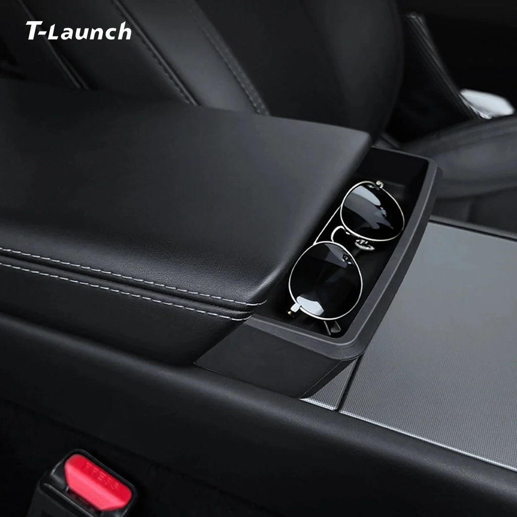 Silicone Armrest Organizer with Sunglasses Storage for Tesla Model Y Juniper 2025+/Model 3 Highland 2024+/Model Y L 2026+