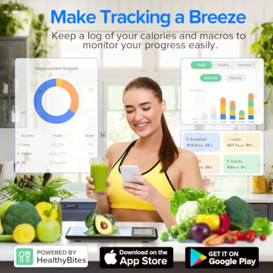 Smart Food Kitchen Scale with Nutritional Calculator Free App for Weight Loss | Nutritional Calculator, Macro Tracking