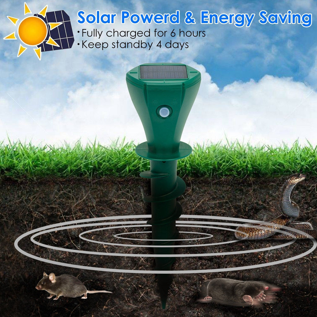 8-Pack Solar Mole Repellent Stakes – Waterproof Vibration