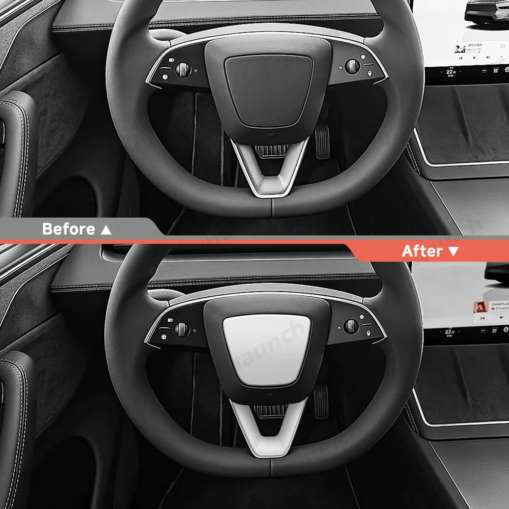 ABS Steering Wheel Center & V-Shape Trim for 2026 New Tesla Model Y Standard