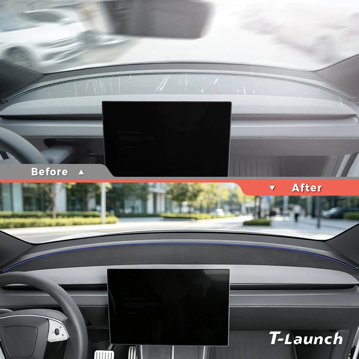 Suede Dashboard Sunshade & Anti-Glare Mat for Tesla Model Y L 2026+