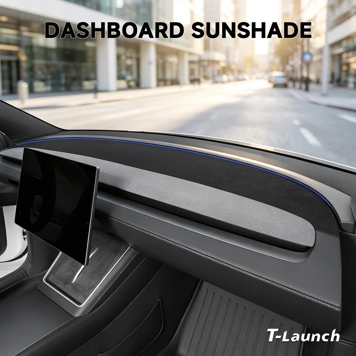 Suede Dashboard Sunshade & Anti-Glare Mat for Tesla Model Y L 2026+