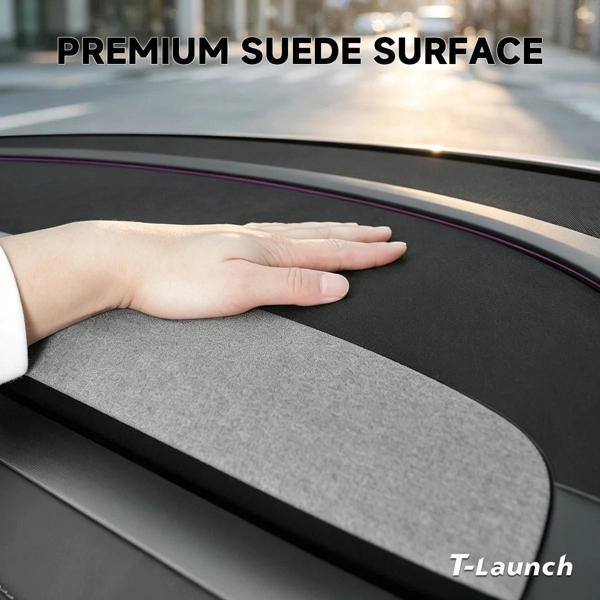 Suede Dashboard Sunshade & Anti-Glare Mat for Tesla Model Y L 2026+