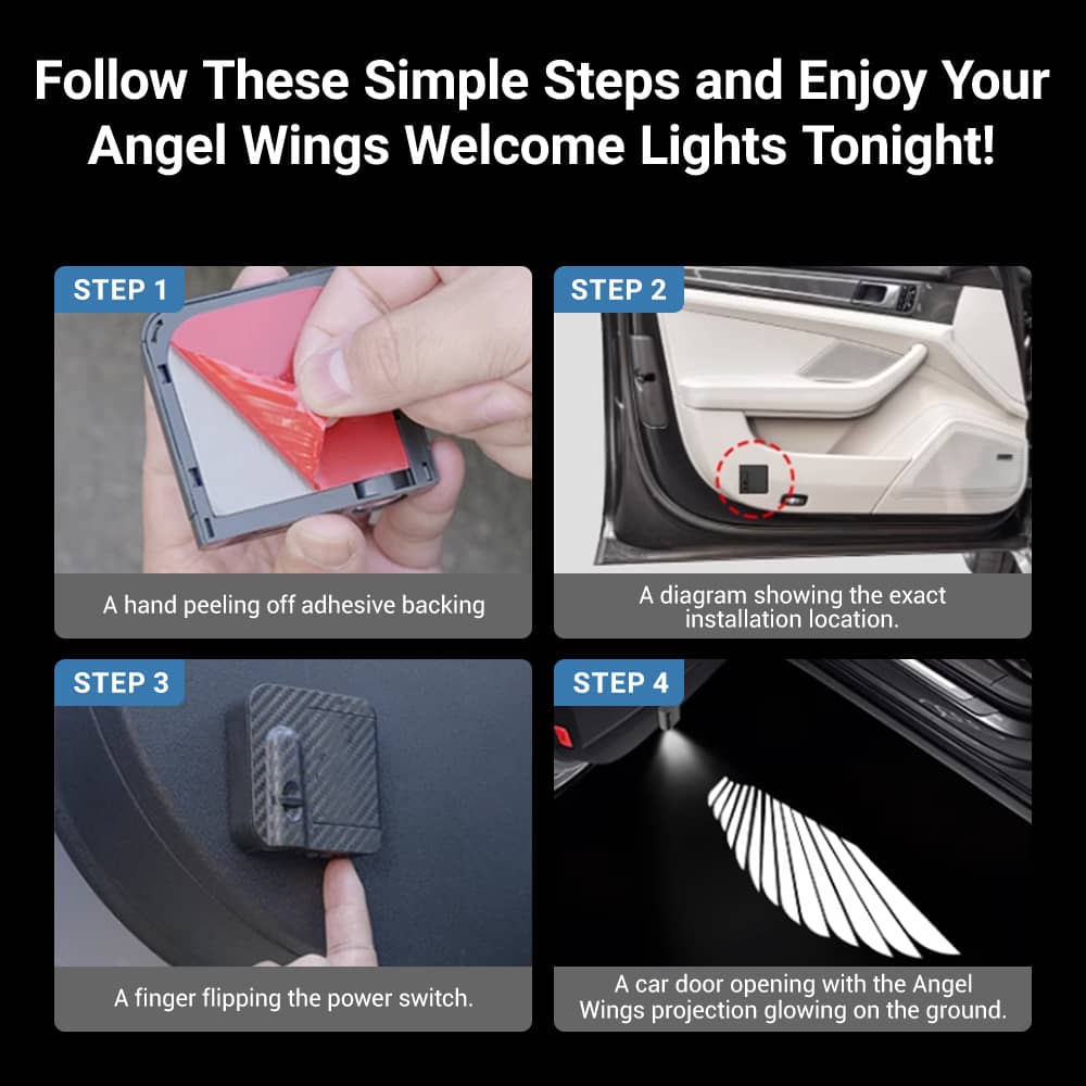Miroken Angel Wings Door Welcome Lights for Model 3/Y/S/X