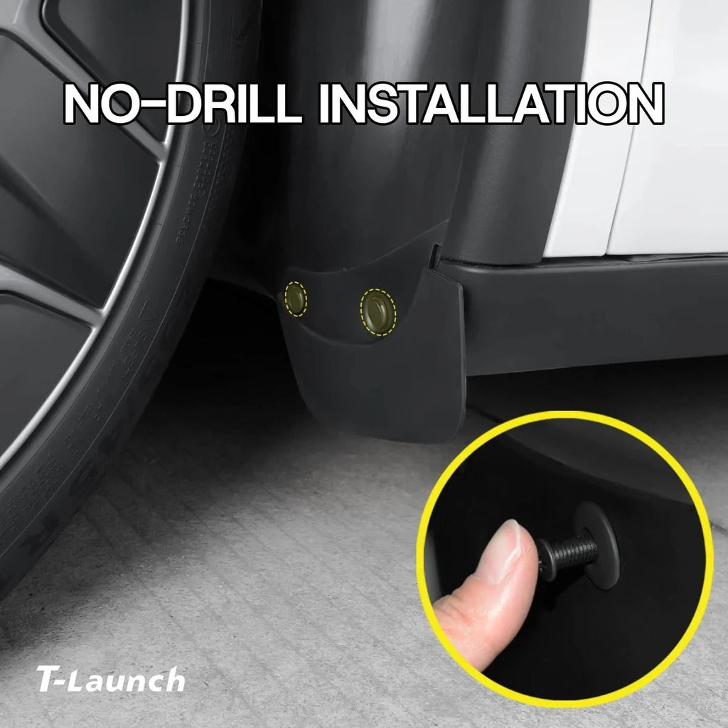 TPE Mud Flaps No-Drill Hidden Fender Guards for Tesla Model Y L 2026+