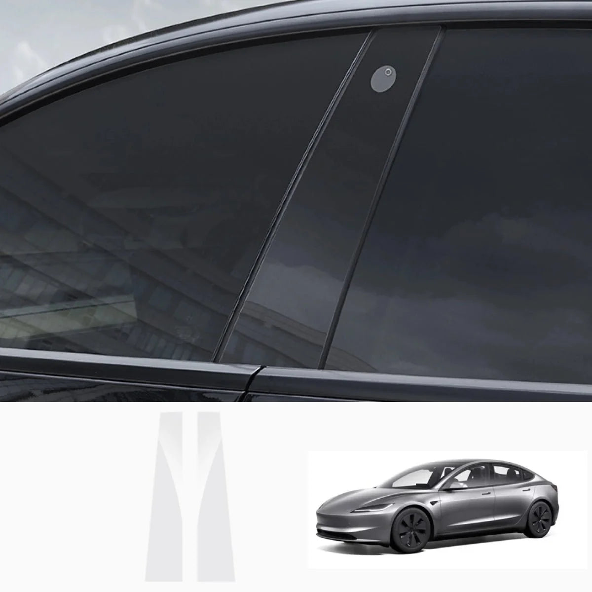 TPU B-Pillar Anti‑Scratch Protective Film for Tesla Model 3/Y 2017+