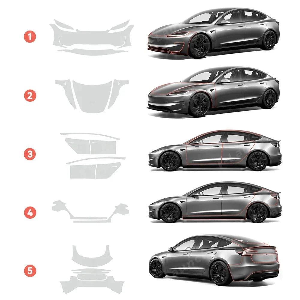 Matte TPU Full Car Paint Protection Film (PPF) for Tesla Model 3 Highland Performance 2024+