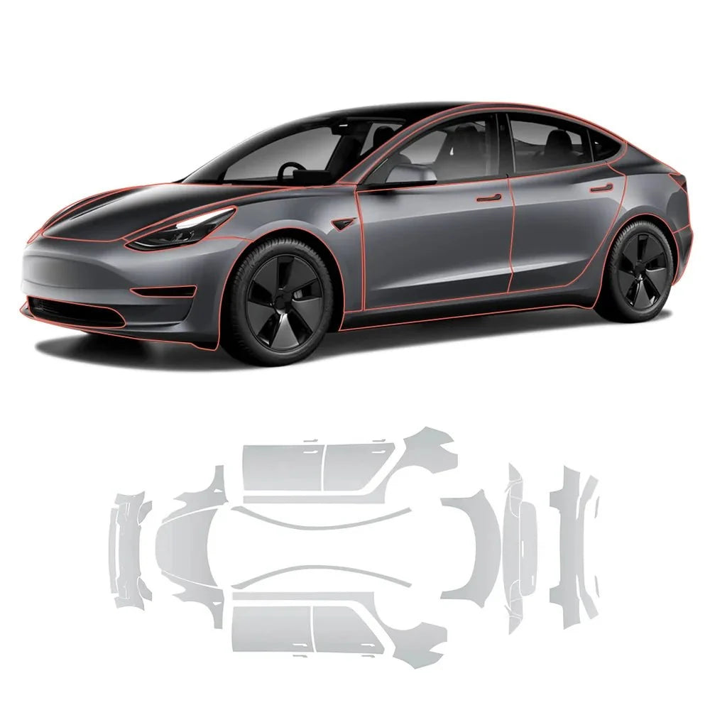 Glossy TPU Invisible Full Car Paint Protection Film (PPF) for Tesla Model 3 (2020-2023)