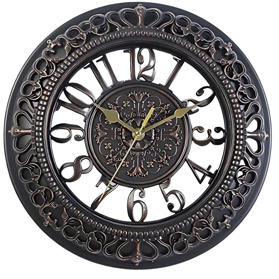 Timeless Vintage Iron Wall Clock with Silent Quartz Movement | Elegant Design for Home Decor