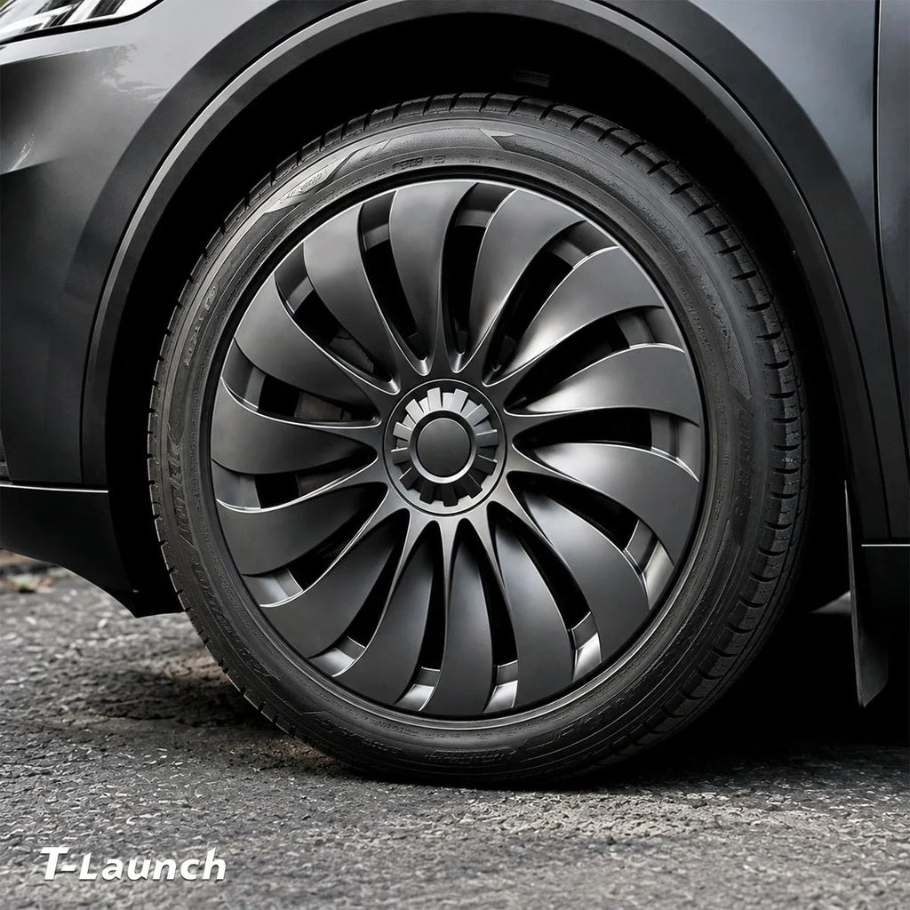 Turbine-Style Hubcaps Wheel Covers for 2026 Tesla Model Y Standard 18'' Aperture Wheels (Set of 4)