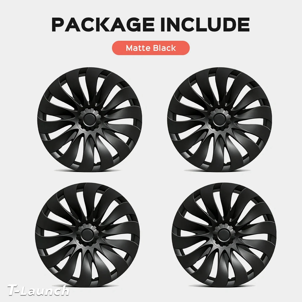 Turbine-Style Hubcaps Wheel Covers for 2026 Tesla Model Y Standard 18'' Aperture Wheels (Set of 4)