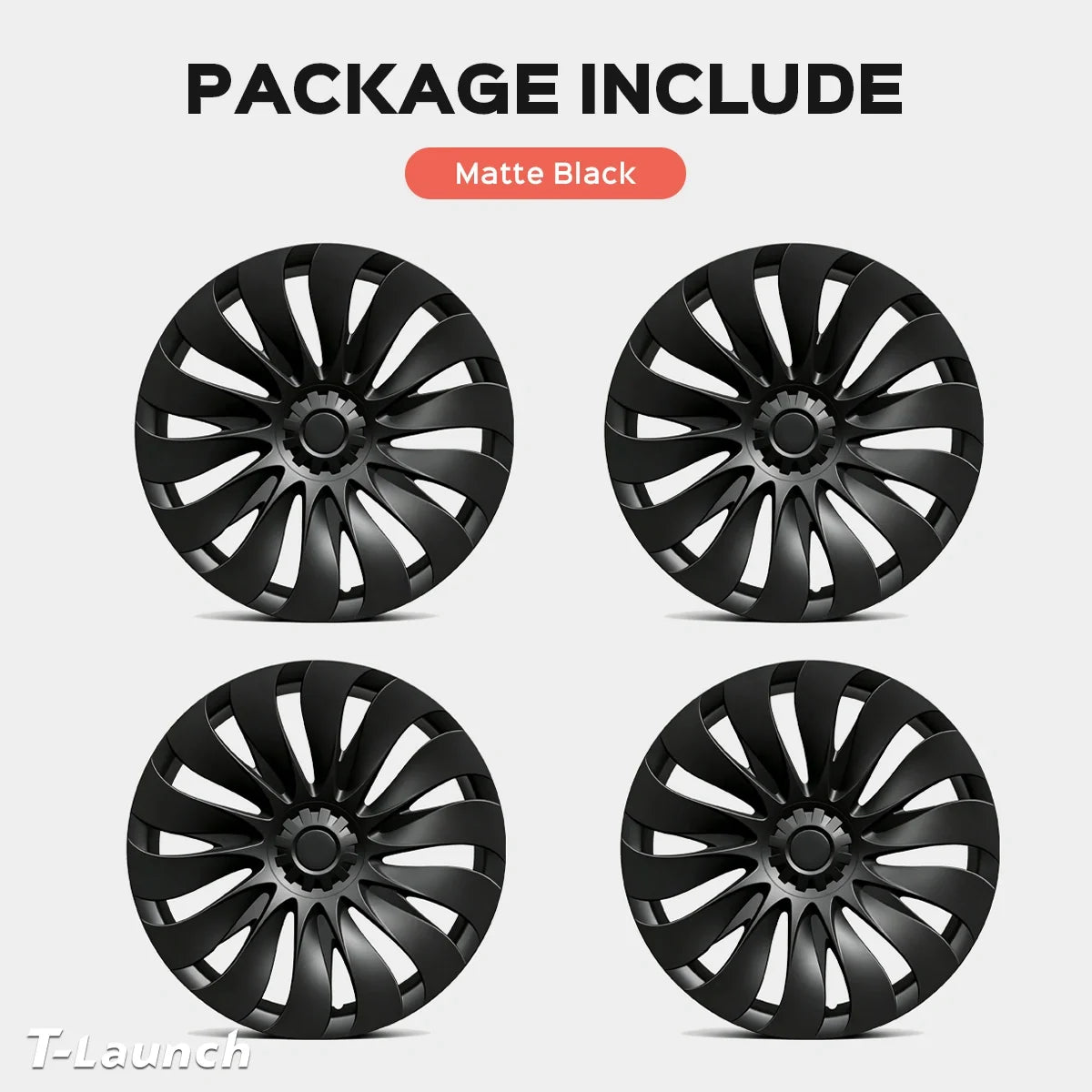 Turbine-Style Hubcaps Wheel Covers for 2026 Tesla Model Y Standard 18'' Aperture Wheels (Set of 4)