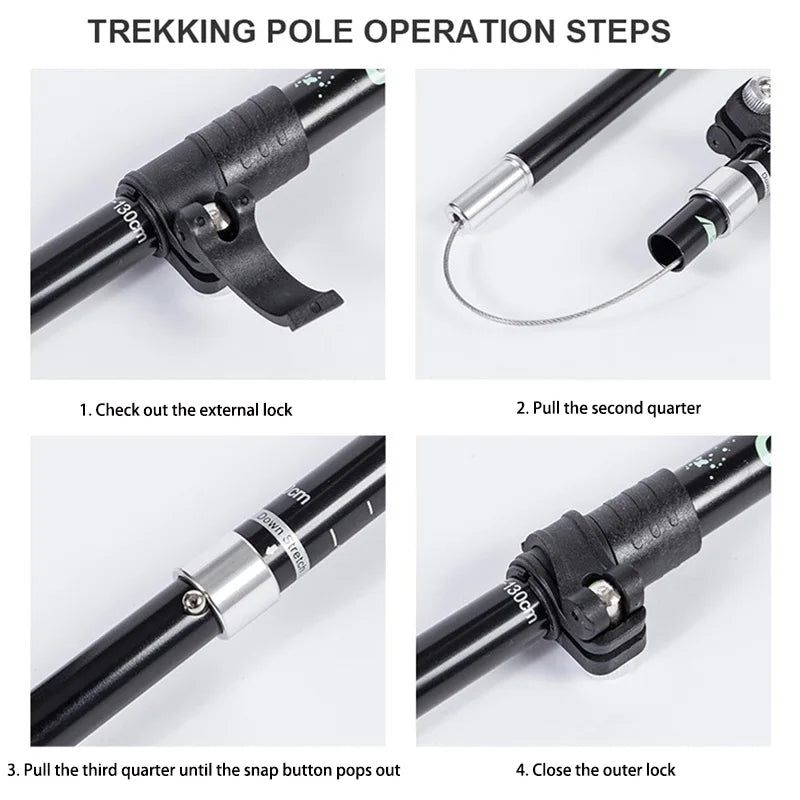 Ultralight Trekking Poles | Adjustable Length with EVA Grip Handles | Durable Support for Hiking and Camping