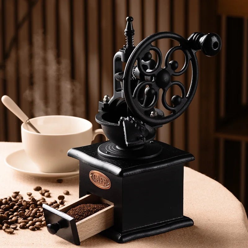 Vintage Metal Coffee Grinder | Hand Crank Burr Grinder with Ceramic Core | Consistent Grinding for Coffee Lovers