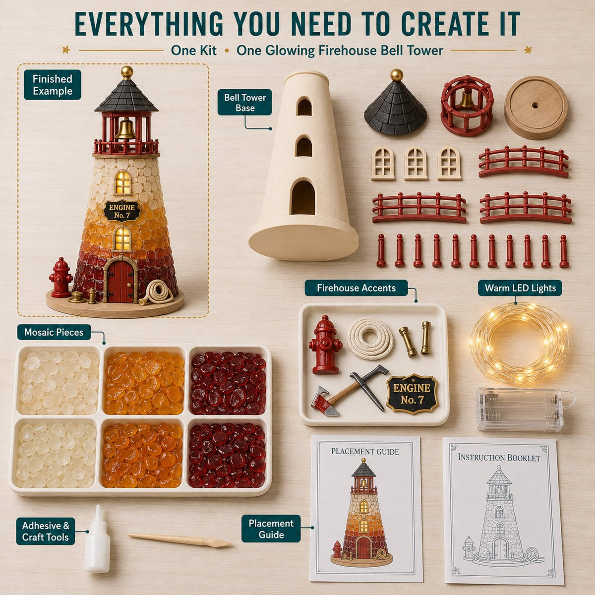Vintage Firehouse Sea Glass-Style Mosaic Light DIY Kit