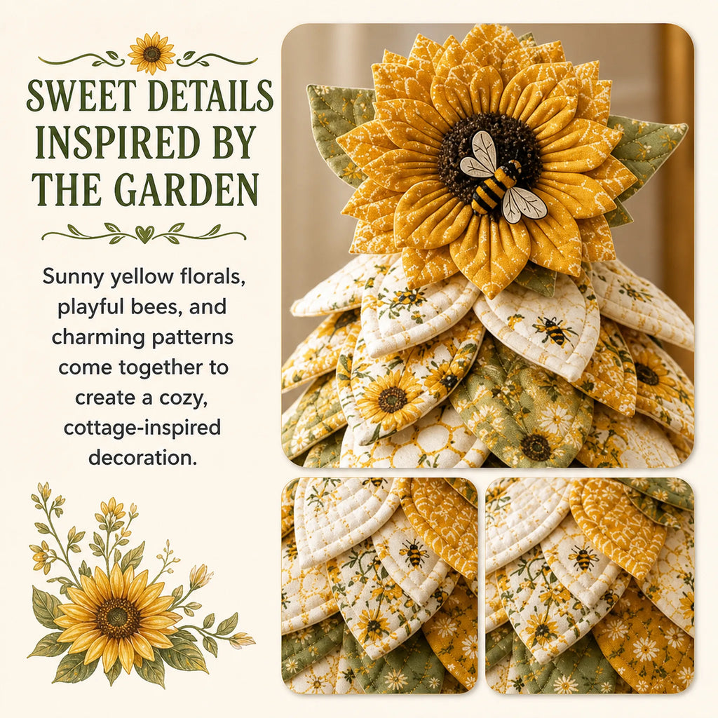 Sunflower Bee Garden Tree DIY Kit-Handmade Fabric Tabletop Tree Decor