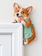 Adorable Corgi Door Frame Decor Funny Corner Wall Art