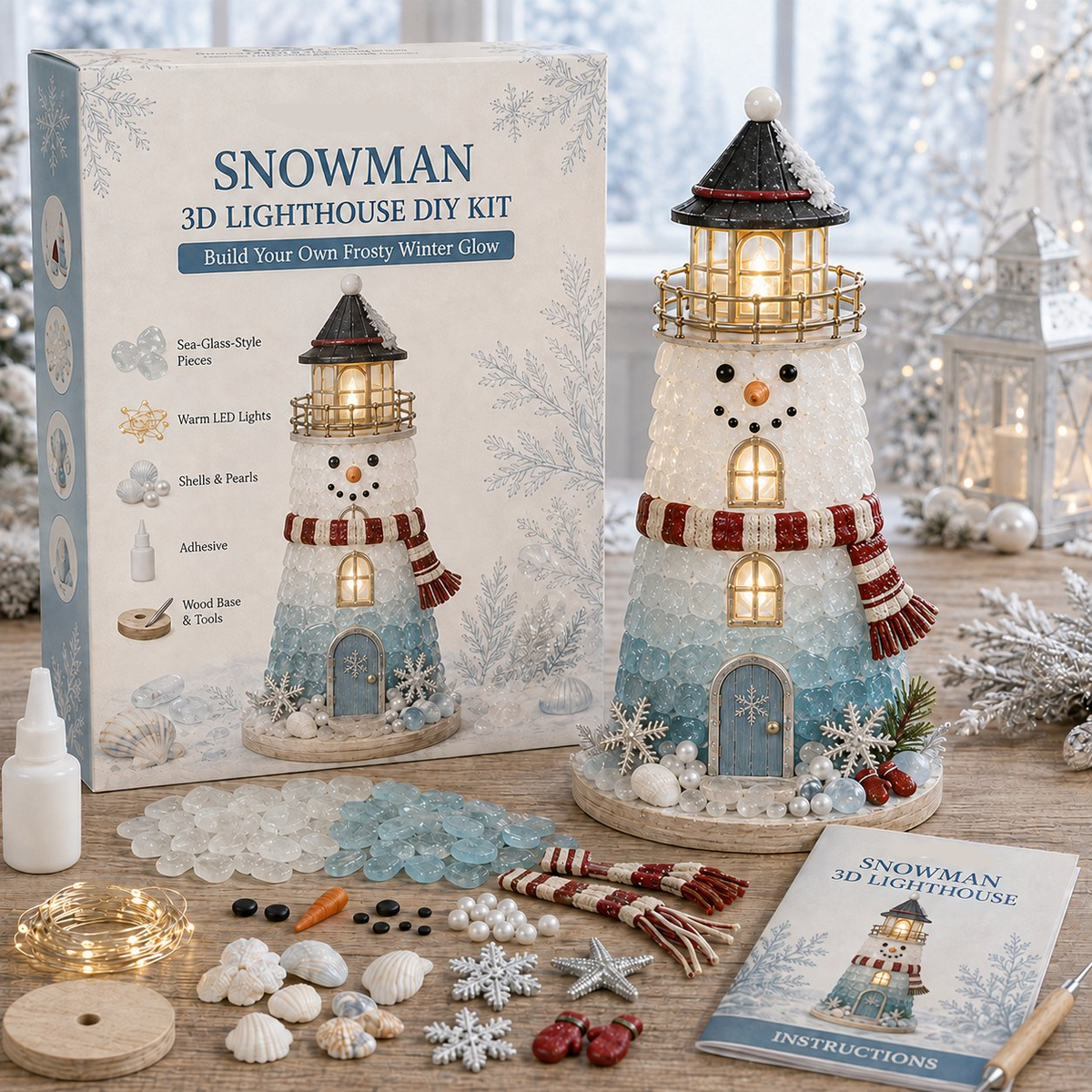 DIY Lighted Christmas Character Sea Glass-Style Lighthouse Kit
