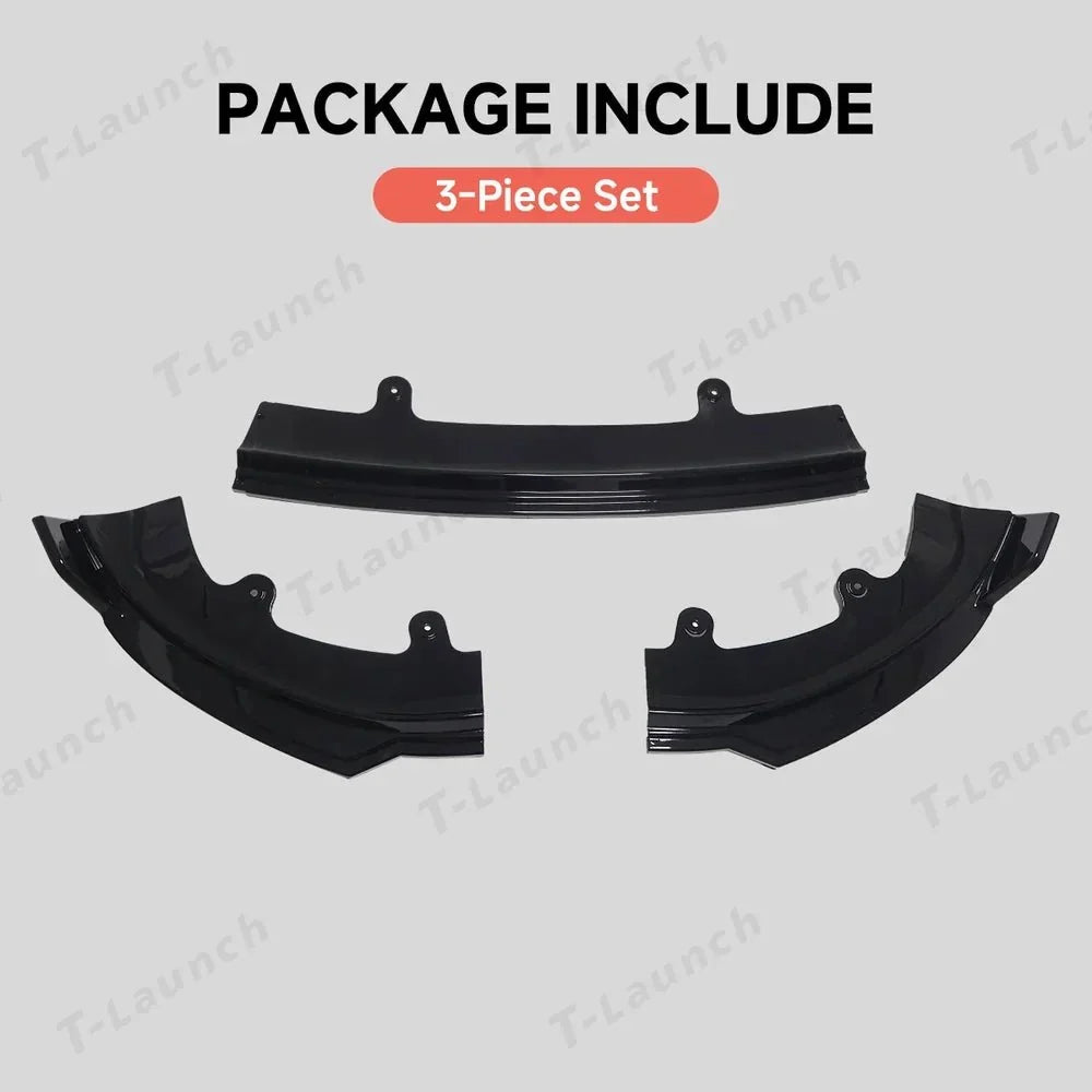 ABS 3-Piece No-Drill front bumper lip spoiler for Tesla Model Y Juniper 2025+