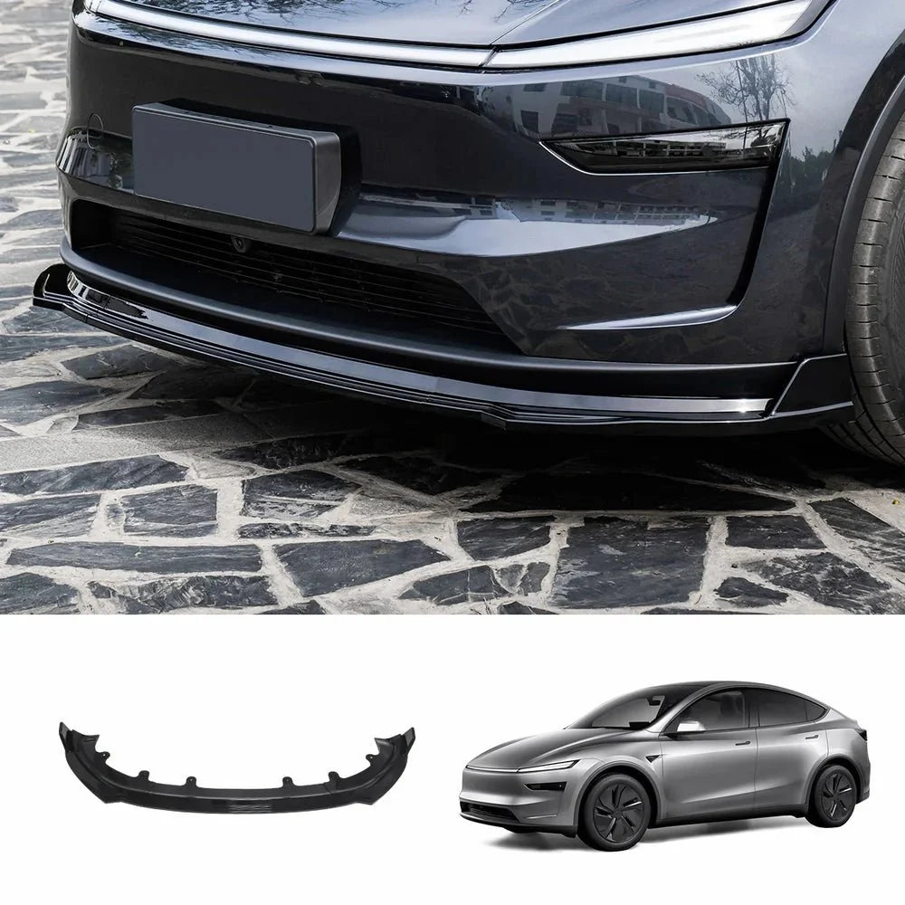 ABS 3-Piece No-Drill front bumper lip spoiler for Tesla Model Y Juniper 2025+