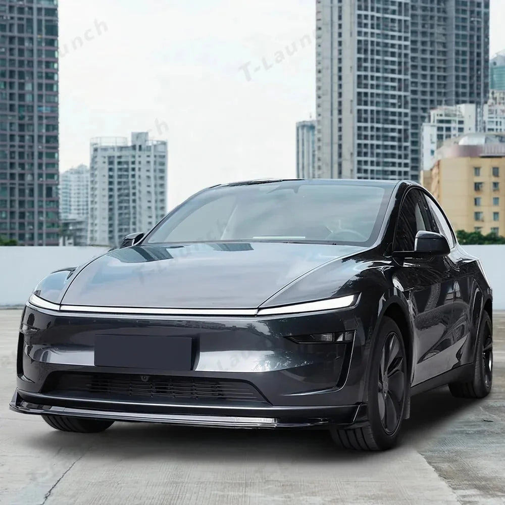 ABS 3-Piece No-Drill front bumper lip spoiler for Tesla Model Y Juniper 2025+