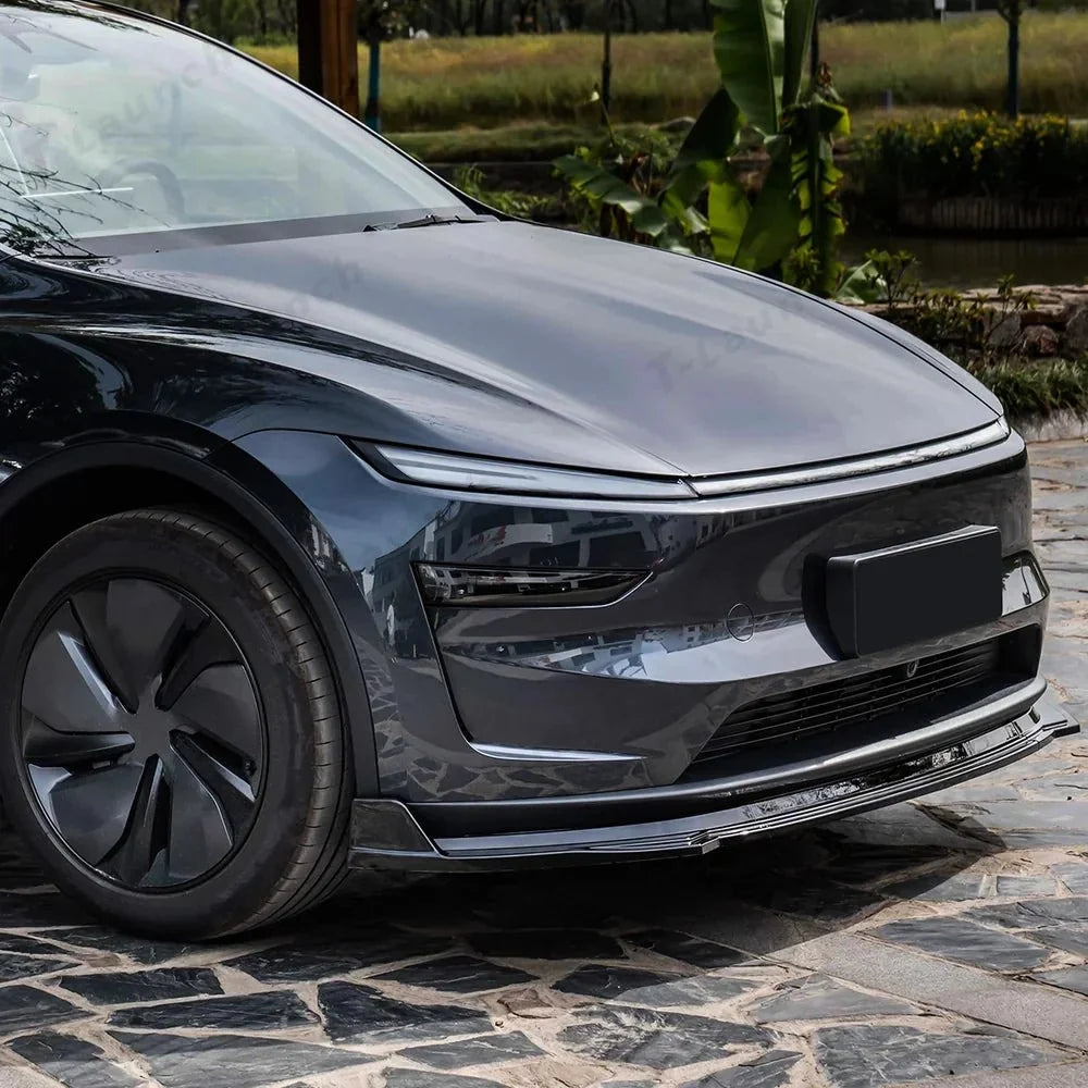 ABS 3-Piece No-Drill front bumper lip spoiler for Tesla Model Y Juniper 2025+
