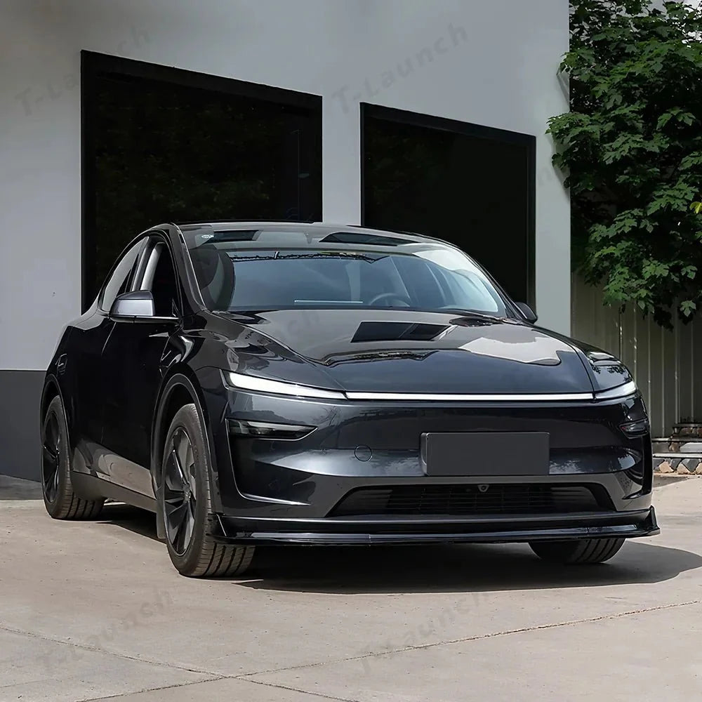 ABS 3-Piece No-Drill front bumper lip spoiler for Tesla Model Y Juniper 2025+