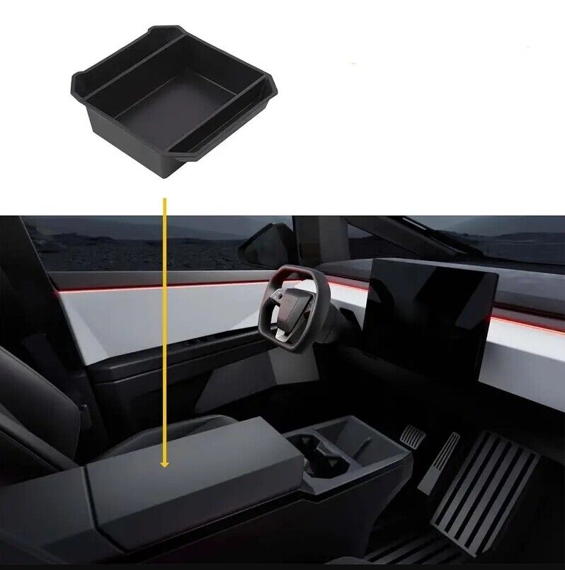 ABS Flocked Liner Center Console Organizer Armrest Storage Box For Tesla Cybertruck 2024+