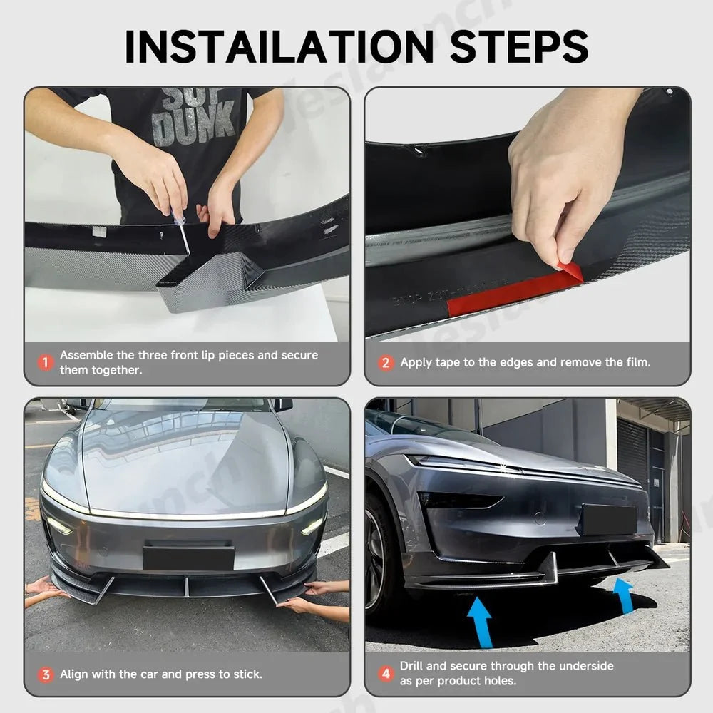 ABS Front Bumper Lip Spoiler for Tesla Model Y Juniper 2025+